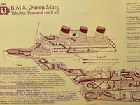 1981 Welcome To The R.M.S. QUEEN MARY Tour Map Guide Hotel Shops Restaurants