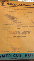 1940 AMERICUS HOTEL Restaurant Table De Hote Dinner Menu Allentown Pennsylvania