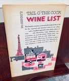 1954 McHenry's TAIL O' THE COCK Restaurant Wine List Menu & Maps Los Angeles CA