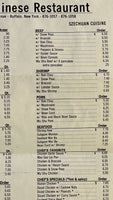 1980's YEH'S CHINESE RESTAURANT Buffalo New York Original Vintage Menu