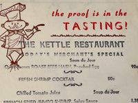 1950's THE KETTLE RESTAURANT Vintage Breakfast & Lunch Menu Anaheim California