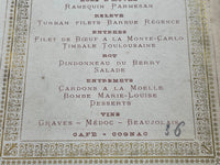 1895 Syndicat De L'Industrie Du Cuir Region Nord Banquet Menu Grand Hotel France