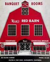 1960's Menu KEN'S RED BARN Charcoal Broiler Restaurant Sacramento California