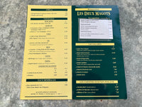 2002 LES DEUX MAGOTS Cafe Litteraire Restaurant Menu Paris France