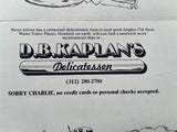 1980 D. B. KAPLAN'S DELICATESSEN Vintage Restaurant Menu Chicago Illinois