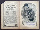 1918 CHARLES RAY in HIS OWN HOME TOWN Rare Silent Film Movie Theatre Herald