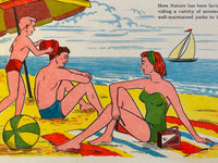 1960's Placemat FUN FOR EVERYONE in MICHIGAN Hunting Skiing Golf Boating Beach