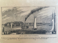1844 New Jersey CAMDEN Windmill Smith's Island Walnut St. Ferry Engraving Print
