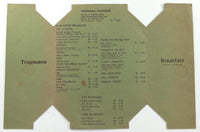 Vtg Breakfast Menu FISHERMAN'S COVE TROPICANA RESTAURANT Covelong Madras India