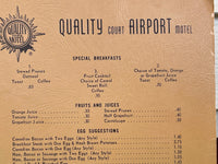 Vintage Restaurant Breakfast Menu QUALITY COURT AIRPORT MOTEL