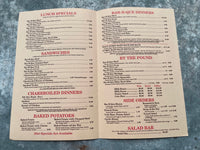 Vintage Menu BENNETT'S PIT BAR-B-QUE Restaurant Menu Tennessee & Other States