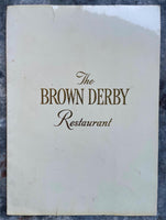 1960 BROWN DERBY Restaurant Dinner Menu Beverly Hills Hollywood California