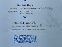 1907 BELL HOTEL Menu Old Glo'strians Gloucester County School Hempsted Glostrian