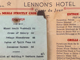 1943 Rare LENNON'S HOTEL Restaurant Menu Brisbane Australia