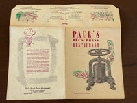 1950's PAUL'S DUCK PRESS Restaurant Menu Los Angeles California Della Maggiora