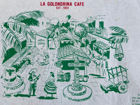 Vintage OLVERA STREET - LA GOLONDRINA CAFE Placemat Los Angeles Old Plaza Kiosko