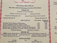 1953 LOTTA'S FOUNTAIN Restaurant Menu The Palace Hotel San Francisco California