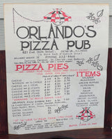 Vintage Menu ORLANDO'S PIZZA PUB Pizza Pie Geneva Illinois St. Charles Batavia