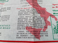 1985 FEDERICI'S PIZZA Italian Restaurant Placemat Freehold & Howell New Jersey