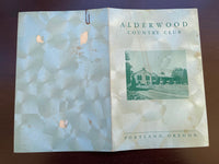 Rare 1950's ALDERWOOD COUNTRY CLUB Golf Course Restaurant Menu Portland Oregon