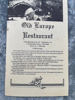 1980's OLD EUROPE Restaurant Menu Bradenton Florida Czechoslovakian German