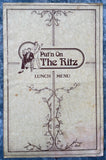 PUT'N ON THE RITZ Large Vintage Restaurant Menu Oak Brook Illinois