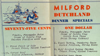 1938 Rare Menu DUTCHLAND FARMS Restaurant Milford Connecticut Charles Johnson