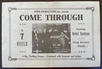 1917 Jean Hathaway Herbert Rawlinson COME THROUGH Rare Silent Film Movie Herald