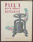 1950's PAUL'S DUCK PRESS Restaurant Menu Los Angeles California Della Maggiora