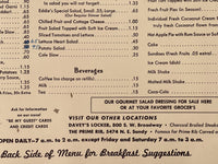1950's EDDIE'S Restaurant Vintage Menu Portland Oregon