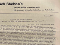 1968 Restaurant Review DAVID'S Solomon's ONDINE San Francisco Sausalito