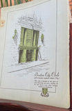 Rare 1929 BCC BOSTON CITY CLUB Original Restaurant Menu Massachusetts