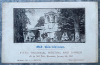 1907 BELL HOTEL Menu Old Glo'strians Gloucester County School Hempsted Glostrian