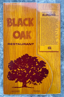 1970 BLACK OAK Restaurant Lunch Dinner Menu Paso Robles & Vacaville California
