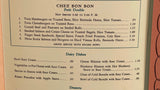 1957 Original Restaurant Menu CHEZ BON BON at FONTAINEBLEAU Miami Beach Florida