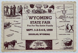 1959 Placemat WYOMING STATE FAIR Douglas Wyoming Square Dance Livestock Races