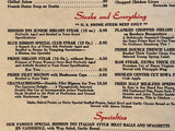 1962 DORIC MISSION INN Vintage Restaurant Dinner Menu Mission Hills California