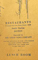 1945 WWII War Ration Menu UNION NEWS CO Gateway Restaurants S. STATION Boston MA