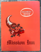 1962 DORIC MISSION INN Vintage Restaurant Dinner Menu Mission Hills California