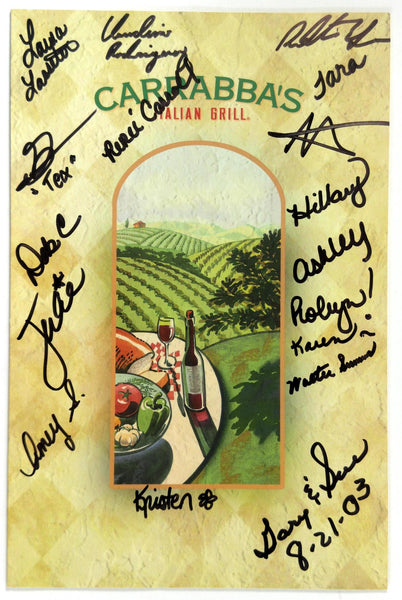2003 CARRABBA'S ITALIAN GRILL Restaurant Signed Menu Winter Haven Florida