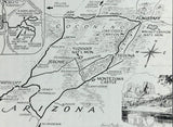 1960's TURQUOISE TRIANGLE Prescott Jerome Tuzigoot Sedona Oak Creek Ford Map