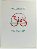 1980's Original Menu ZIA'S ON THE HILL St. Louis Missouri