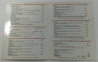 1980's Original Menu ZIA'S ON THE HILL St. Louis Missouri