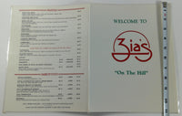 1980's Original Menu ZIA'S ON THE HILL St. Louis Missouri