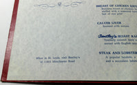 1970's Original Menu BENTLEY'S Restaurant Lake Of The Ozarks St. Louis Missouri