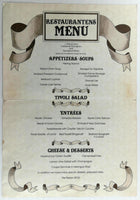 Original Menu TIVOLI DEER Restaurant Scandinavia Nordic Danish Kittredge CO.