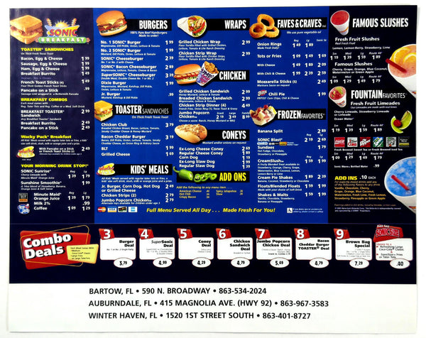Menu at Sonic Drive-In fast food, Laurel, MS-15