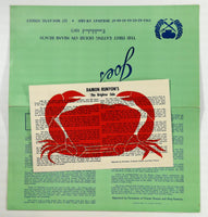 1960's Vintage Menu JOE'S Eating House Restaurant Miami Beach FL Stone Crabs $5