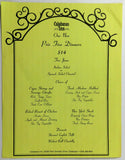 1980's Vintage Prix Fixe Menu CALABASAS INN Calabasa California