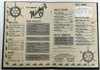 1979 Menu In The SHERATON - NICKY'S DOWN-RIVER Restaurant Woodhaven Michigan